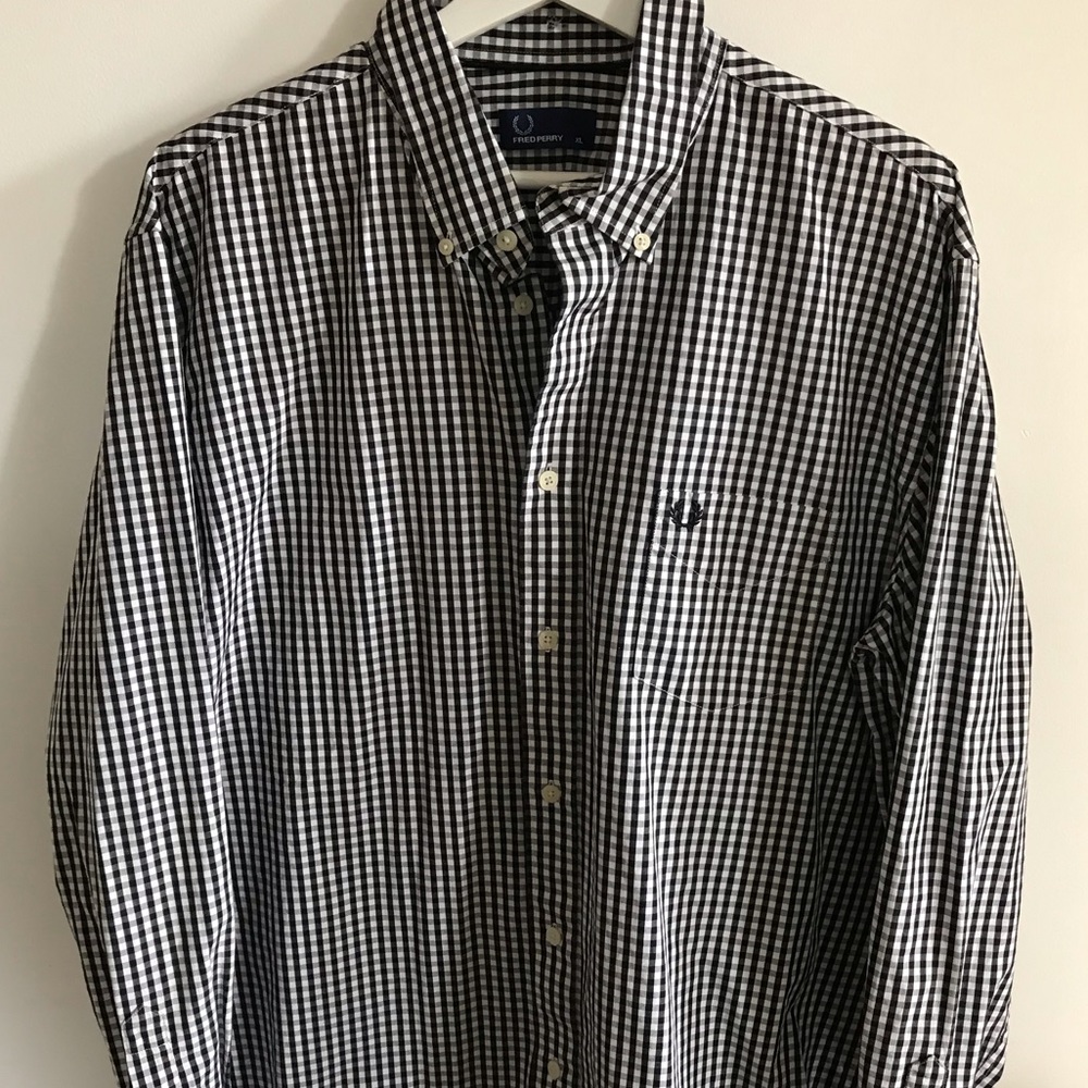 FRED PERRY BLACK GINGHAM SHIRT